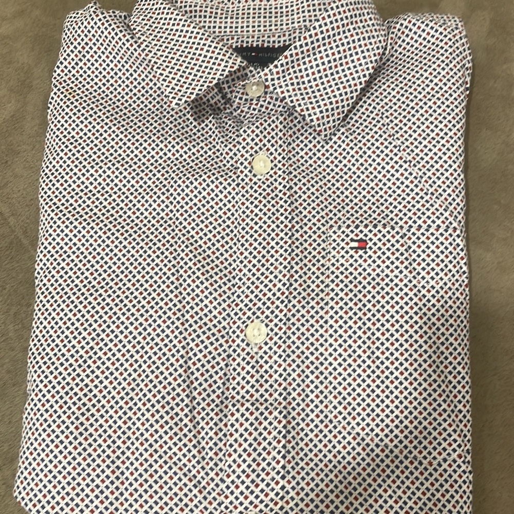 Tommy Hilfiger Boys Long Sleeve Button down dress shirt size 12/14